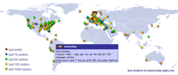 streaming map of recent visitors